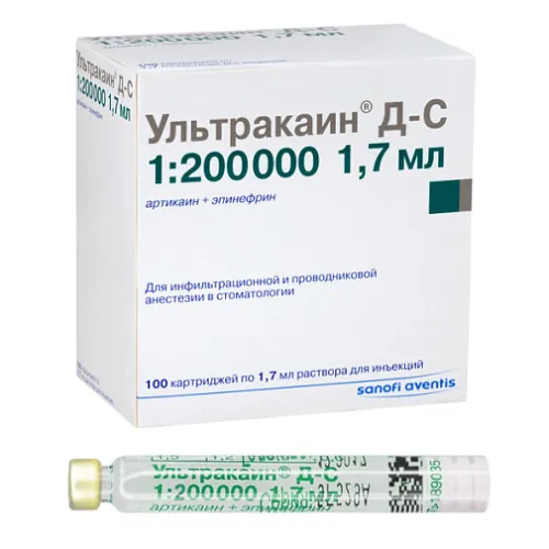 Ультракаин Д-С форте 1:200.000,  1,7 мл, №100